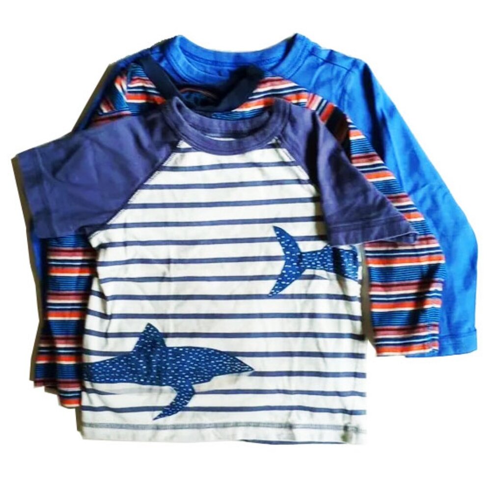 3 Tea T-shirts 18-24M Shark Dragon Stripes
